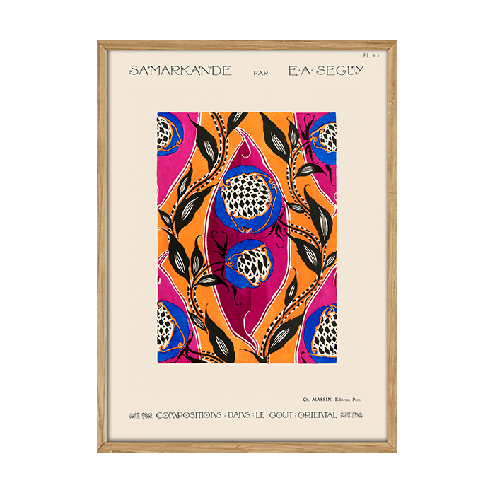 Flower pochoir pattern in Art Nouveau style Plakat
