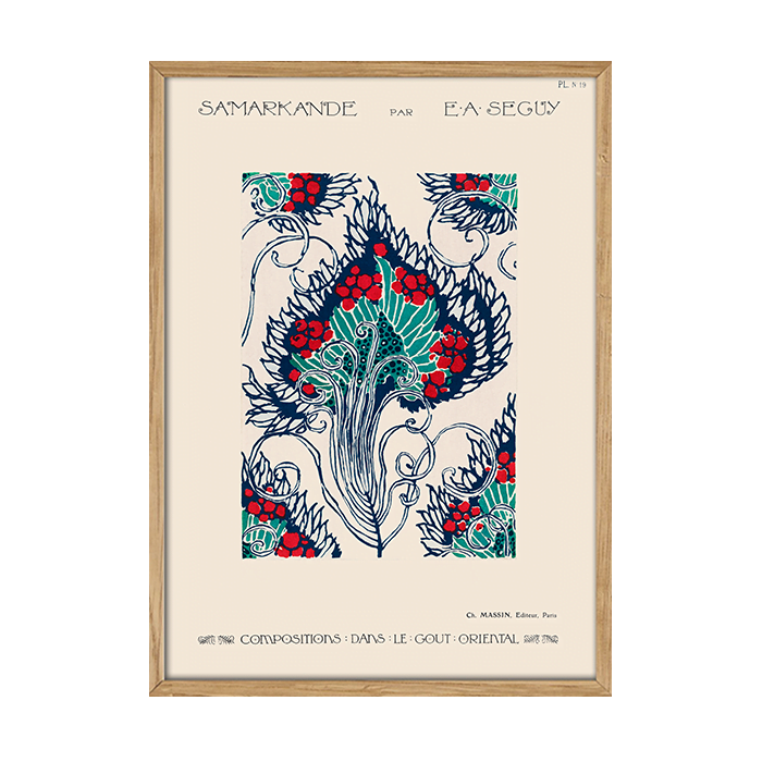 Botanical pochoir pattern in Art Nouveau Plakat