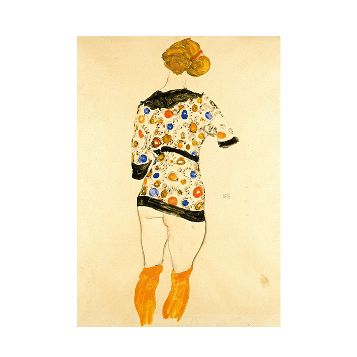 Standing Woman In A Patterned Blouse