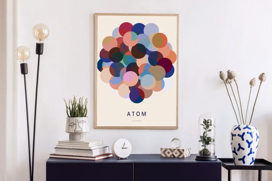 Atom plakat hvid