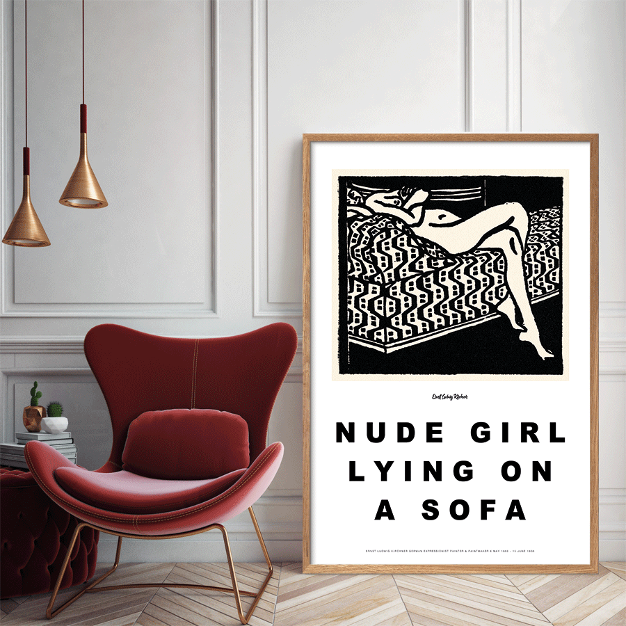 Nude girl lying on a sofa