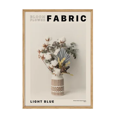 Bloom Flower Fabric Light Blue Plakat