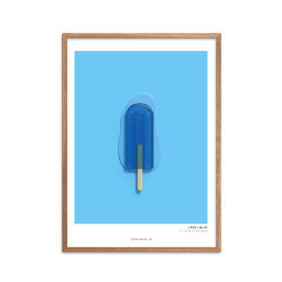 Plakat med blå is