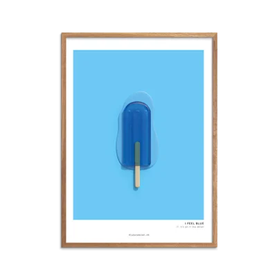 Plakat med blå is