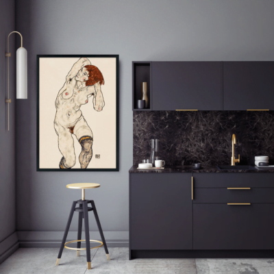 Naked Lady. Nude In Black Stocking 1917