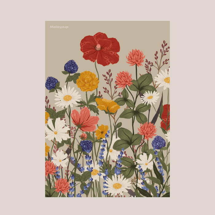 Vilde Blomster Lys Plakat