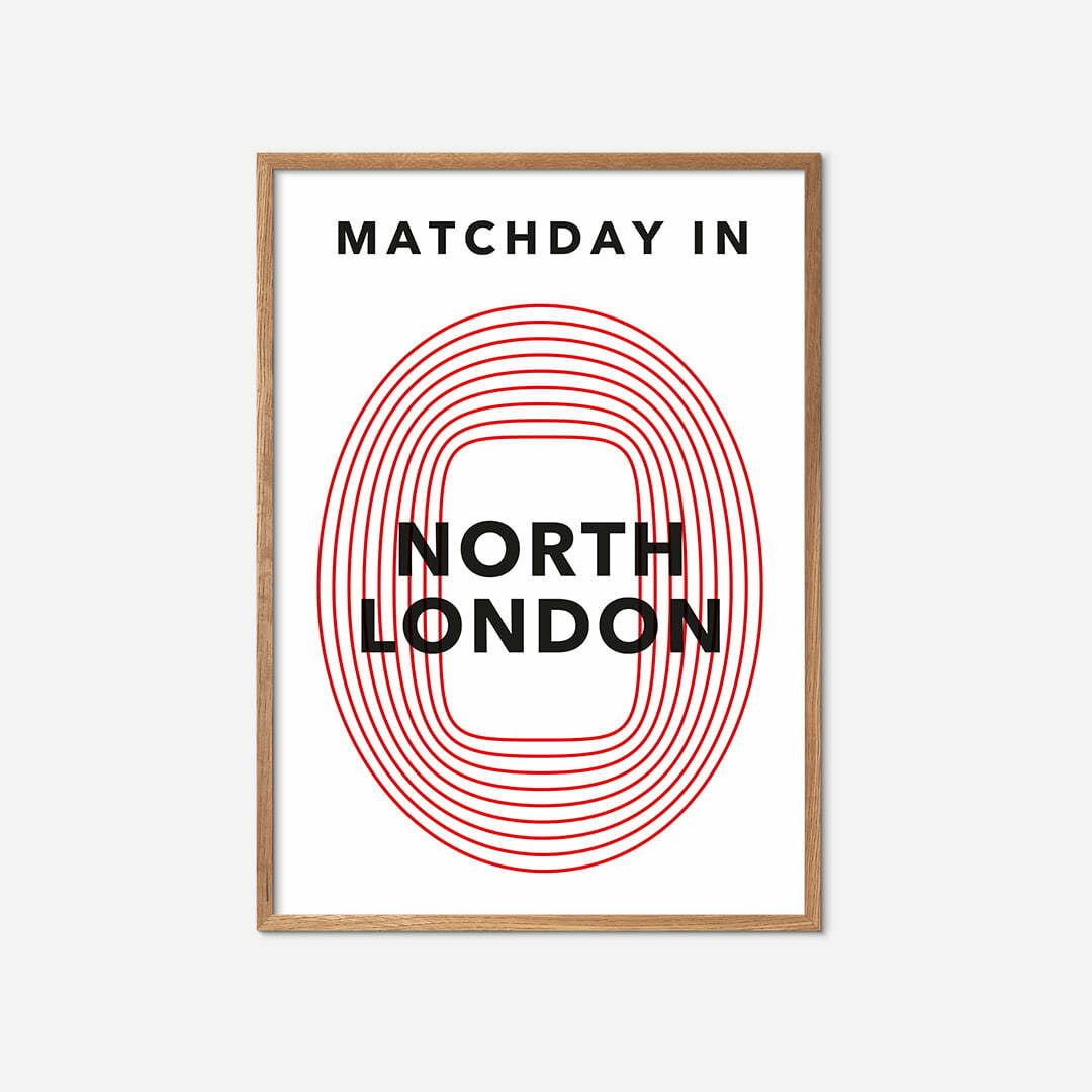 matchday-in-north-london-poster-oak-frame